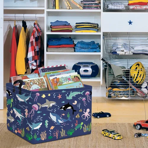 Miniatura 2 de Clastyle Cesta de bebé de tortuga marina con peces y estrellas de mar de coral océano, estrellas de mar, para libros, para libros, impermeable