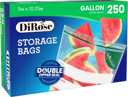 Miniatura 2 de DiRose Paquete de 250 bolsas de almacenamiento con cierre de 1 galón, diseño práctico y duradero, material seguro para alimentos, sin BPA, cierre