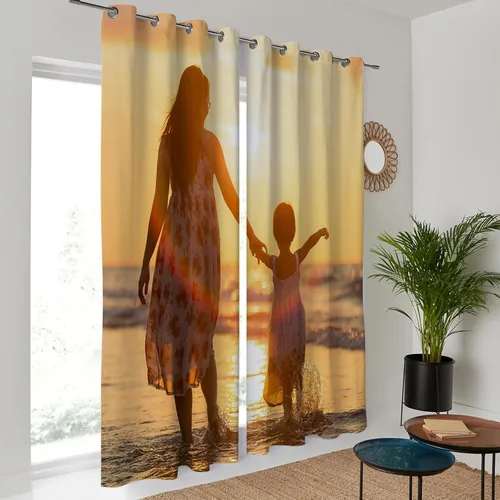 Miniatura 2 de Cortinas personalizadas con texto de fotos, cortinas opacas personalizadas, 2 paneles, cortinas de oscurecimiento personalizadas con ojales
