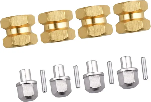 Miniatura 6 de Buje hexagonal RC de 0.472 in, ruedas de latón, concentradores hexagonales, adaptador de unidad hexagonal, espaciadores para 1/10 RC Crawler Axial
