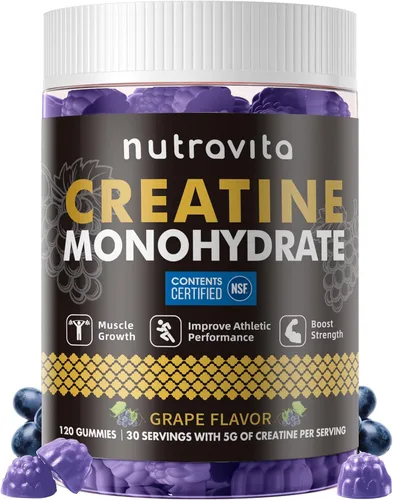 Miniatura 13 de Nutravita Certificado NSF Creatina Gomita - Gomitas de Monohidrato de Creatina para Hombres y Mujeres - 5g de Monohidrato de Creatina por Porción
