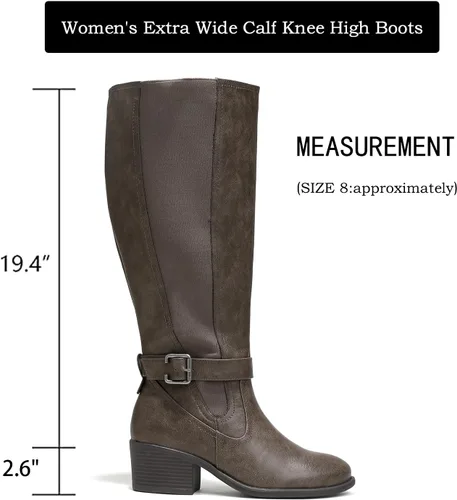 Miniatura 4 de Luoika Botas altas hasta la rodilla extra anchas para mujer, botas altas de invierno de ancho ancho.
