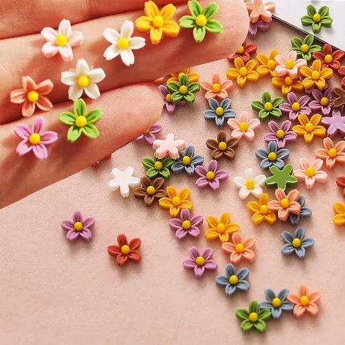 Miniatura 4 de 220 flores de margaritas de resina para manualidades, casa de muñecas, miniaturas de resina, pequeñas flores de margaritas para jardín de hadas