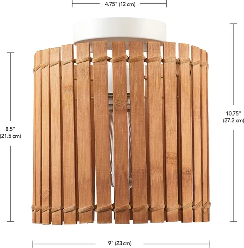 Miniatura 5 de Globe Electric 65898 Lámpara de techo empotrada de 1 luz, blanco mate, pantalla de bambú natural