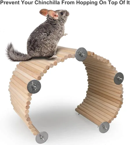 Miniatura 4 de YKD Chinchilla - Juguete de plataforma flexible de madera de abedul natural, valla de rueda de chinchilla, juguetes de escalada de animales pequeños