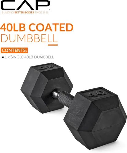 Miniatura 2 de CAP Barbell Peso de la mancuerna hexagonal recubierta, individual, 10-120 libras, múltiples opciones