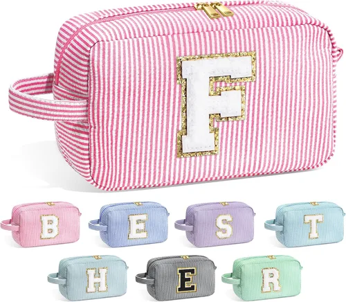 Bolsa de Maquillaje con Inicial YOOLIFE - Regalos de Cumpleaños para Mujeres, Niñas, Mamá, Hija, Amigas, Hermana, Profesora, Regalos de Propuesta