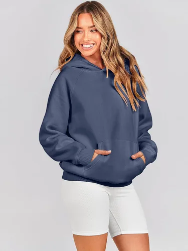 Miniatura 4 de Caracilia Sudaderas con capucha de gran tamaño para mujer, de forro polar, manga larga, con bolsillos, ropa de moda para otoño 2024