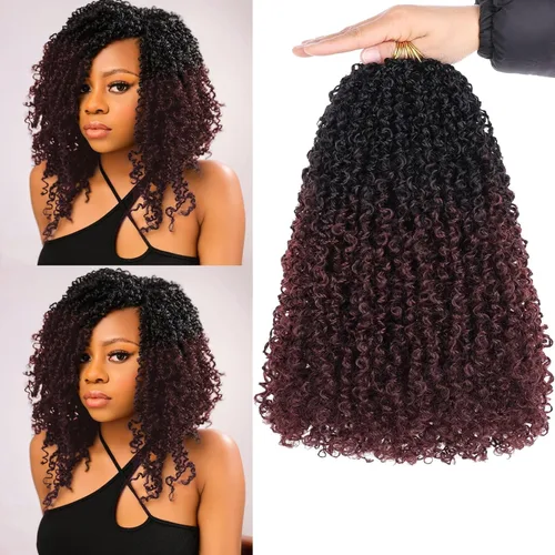 Miniatura 9 de Unionbeauty - Paquete de 8 trenzas de ganchillo Yanky Twist de 6 pulgadas, 8 paquetes, color negro natural, micro Passion Twist, extensiones