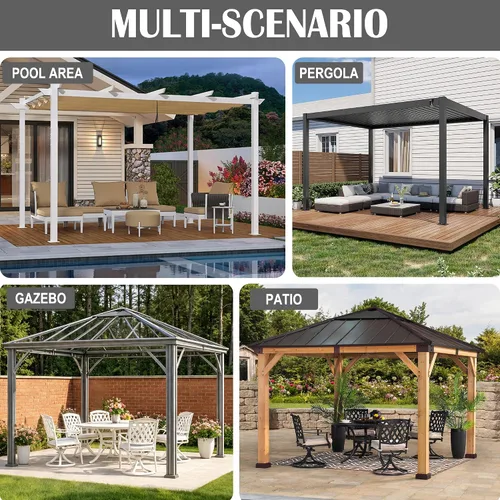 Miniatura 7 de Cortinas de privacidad con cremallera, 4 paneles de pared lateral, reemplazo universal para patio, toldo al aire libre, jardín y patio trasero