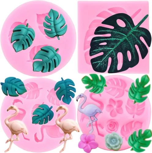 Miniatura 8 de ZiXiang Molde de silicona de hojas tropicales de flamenco, helecho, hojas de Monstera, moldes de fondant para decoración de cupcakes, decoración