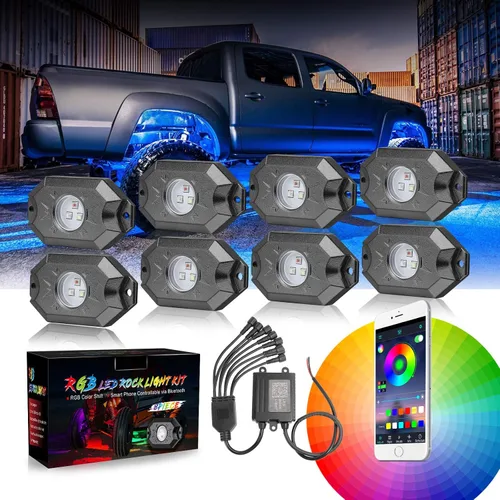 Miniatura 10 de Kits de luces LED RGB con control Bluetooth, impermeables, multicolor, luces LED de neón subterráneo, luces para camión, SUV, ATV, UTV, barco