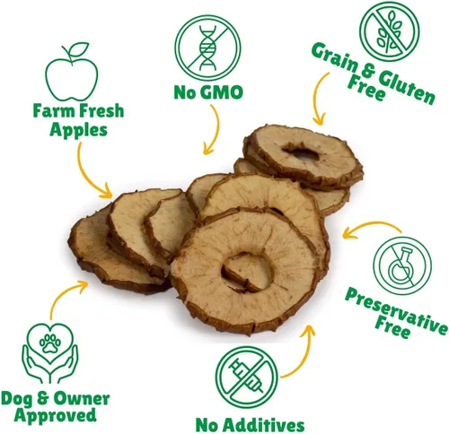 Miniatura 2 de Lucky Premium - Anillos de manzana – Golosinas de manzana de cecina fina y crujientes totalmente naturales para perros, golosinas vegetarianas