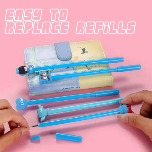Miniatura 6 de Muiyaneq - 30 bolígrafos de gel de tinta negra de dibujos animados lindos, bolígrafos de escritura kawaii aleatorios, bolígrafos de estilos surtidos