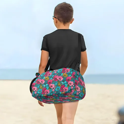 Miniatura 7 de Buttercup Turquoise Fuschia Line Drawing Gym Duffel Bag with Shoes Compartment Large Capacity Travel Duffel Bag for Beach Swim Bags Pool Sports