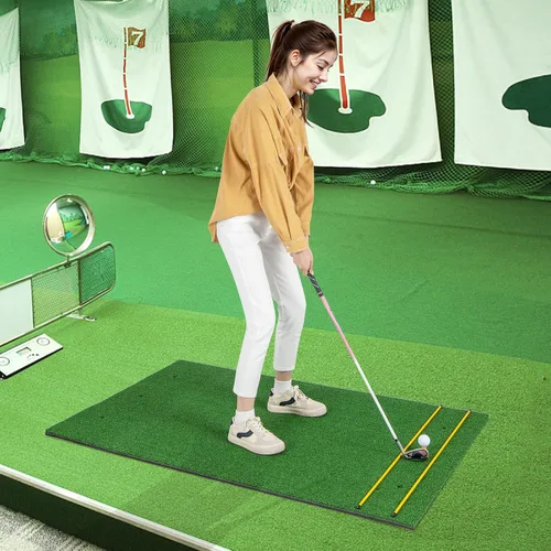 Miniatura 7 de Tangkula Tapete de golf para golpe, tapete de césped artificial para práctica de golf interior/exterior, incluye 2 camisetas de goma y 2 palos