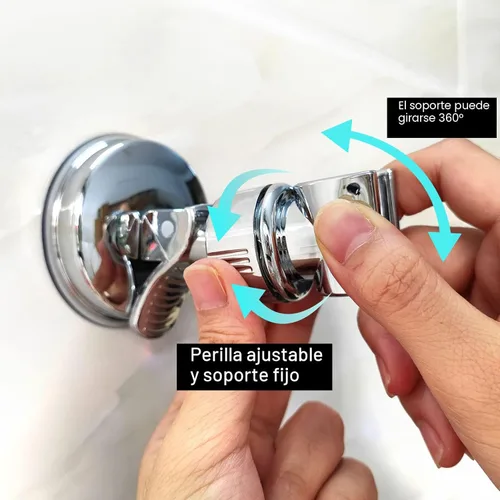 Miniatura 3 de Medsuo Soporte de cabezal de ducha ajustable con almohadilla adhesiva, soporte de cabezal de ducha con ventosa extraíble, sin taladro, soporte