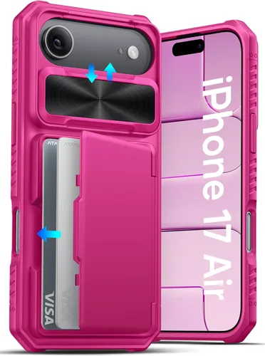 Miniatura 43 de ATATOO Funda para iPhone 17, tarjetero integrado (almacena 3-5 tarjetas) y funda para cámara deslizante y bloqueo RFID, protección de grado militar