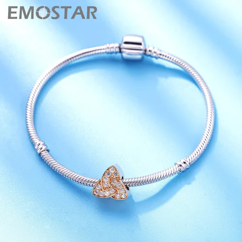 Miniatura 4 de EMOSTAR Rose Gold Valentine's Day Charms fits European Bracelet, Boy and Girl in Love, I Love You Gesture, Stars Crescent Moon, Crown, Celtic Knot