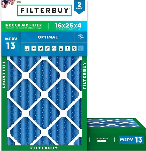 Miniatura 35 de Filterbuy Filtro de aire MERV 13 de 8 x 14 x 1 pulgadas, protección óptima contra el humo y la alergia (paquete de 2), filtros electrostáticos