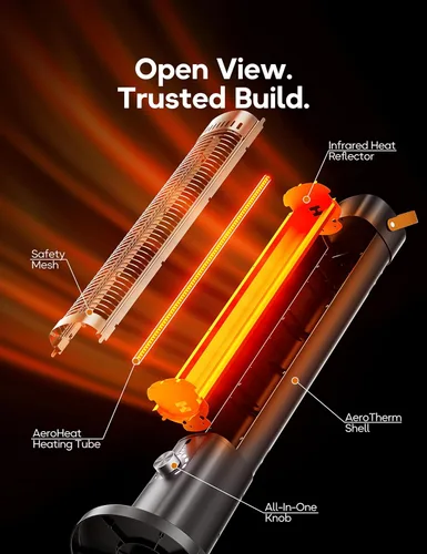 Miniatura 4 de Calentador de patio para uso en exteriores, calentador eléctrico infrarrojo para exteriores, calefacción instantánea de 1500 W, oscilación de 60