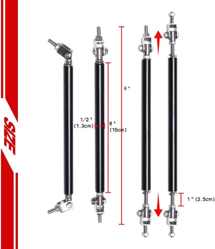 Miniatura 4 de 2 PCS Varillas Divisorias Ajustables, Varillas de Soporte del Labio Delantero de 8"-11" Barras de Soporte de Amarre Universal para Divisor de Negro