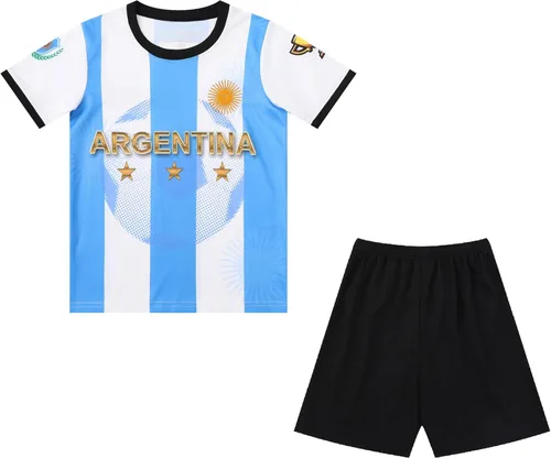 Argentina Champions No.10 Sports Soccer Football Boys Kids Youth Jersey Shirt Kit Set