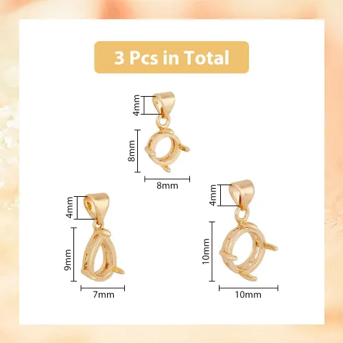Miniatura 2 de DICOSMETIC 3 piezas de 3 estilos de garra colgante de latón cabujón colgante de 3/4 puntas bisel engastes colgantes en blanco para diamantes