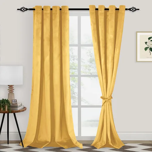 Miniatura 32 de XWZO Cortinas de terciopelo azul de 63 pulgadas de largo, elegantes cortinas de lujo suaves para sala de estar, aislamiento térmico, oscurecimiento