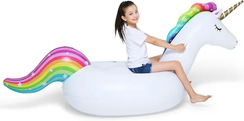 Miniatura 2 de Jasonwell Flotador inflable grande de unicornio para piscina, con válvulas rápidas, gran flotador, para verano, playa, piscina, fiesta, sala