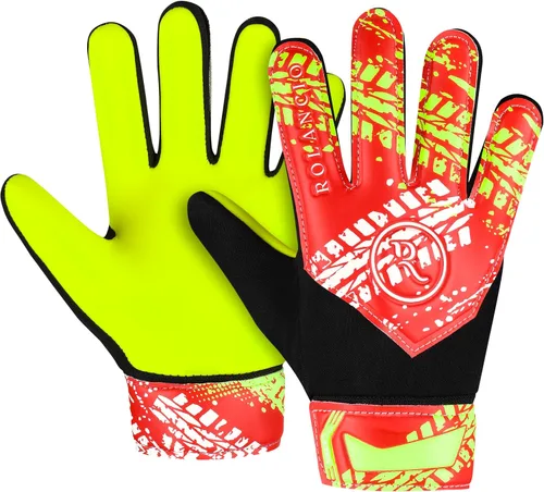 Miniatura 10 de Rolanicio Guantes de portero Guantes de portero para niños con doble protección para la muñeca Guantes de fútbol de material de látex Naranja