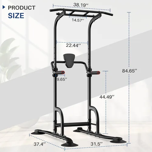 Miniatura 5 de BangTong&Li - Torre de ejercicio, barra de dominadas, estación de fondos, soporte para el gimnasio en casa, equipo de entrenamiento de fuerza Negro