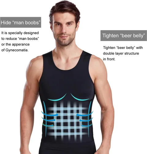 Miniatura 8 de Mens Slimming Body Shaper Compression Tank Top Undershirt Shapewear