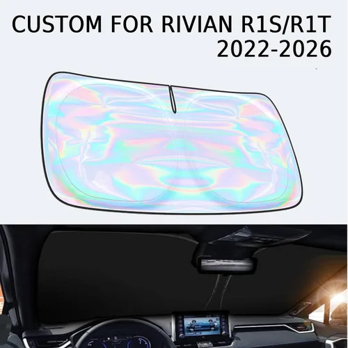 Miniatura 2 de Parasol para parabrisas Rivian R1S R1T 2022-2026 – Parasol compatible con Rivian R1S R1T plegable para ventana delantera, protector de visera solar