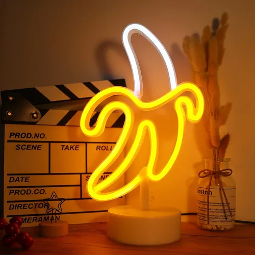 Miniatura 2 de Letrero de neón de plátano, luz LED WIOSOUL Banana con base para decoración de mesa, lámpara LED USB / batería alimentada por batería para hombre