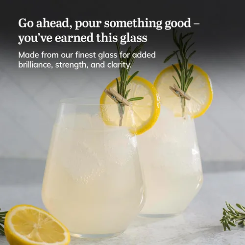 Miniatura 5 de Libbey Signature Greenwich - Juego de 6 copas de vino sin tallo, modernas copas de vino para vino tinto y blanco, juego de copas de vino sin tallo