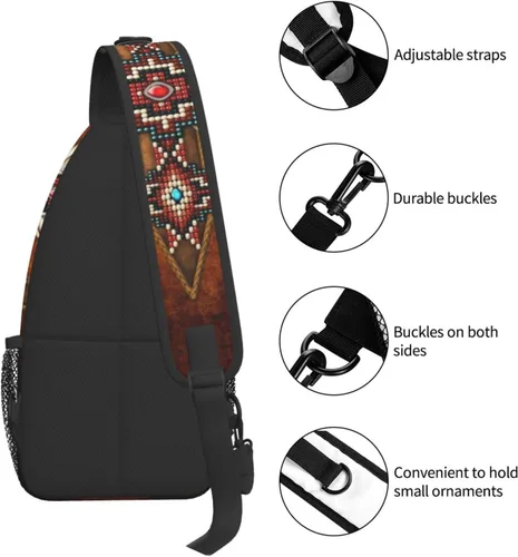 Miniatura 5 de ASYG Linda bolsa de hombro nativa americana cruzada en el pecho, mochila casual americana india para mujeres y hombres, Native American-a08