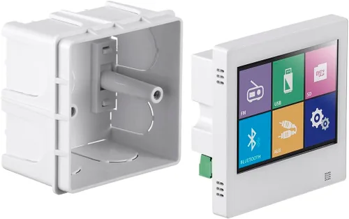 Miniatura 2 de Monoprice Amplificador de música de montaje en pared, 40 vatios, con pantalla táctil Bluetooth 4.1, nivel auxiliar de línea, radio FM y control