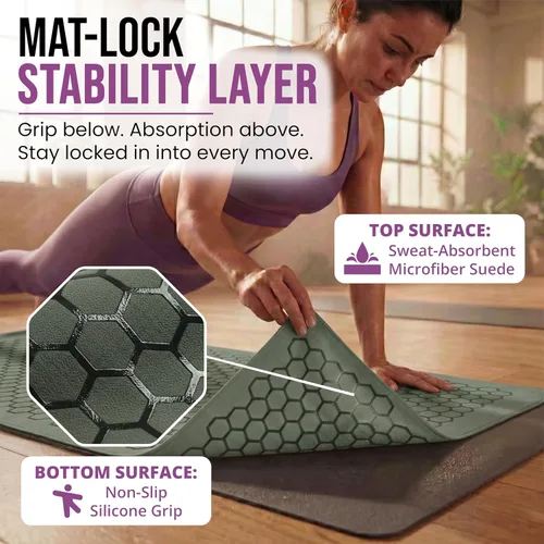 Miniatura 6 de Clever Yoga Toalla para esterilla de yoga caliente, agarre antideslizante para yoga caliente, absorbente del sudor, agarre de silicona de panal, se