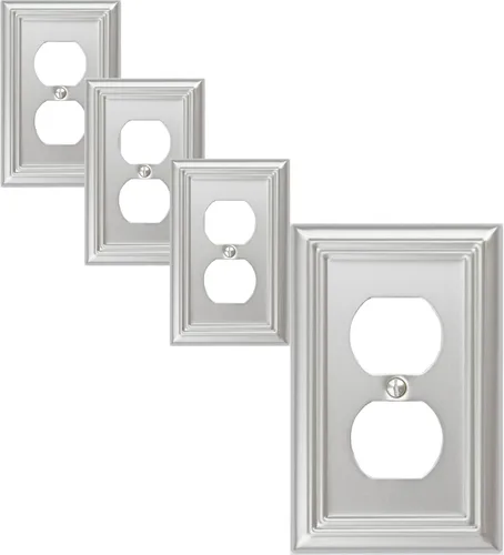 Miniatura 17 de OKAWYC Adler - Placa de pared metálica para interruptor de luz de palanca individual, paquete de 4 unidades de níquel cepillado de 1 banda, cubierta
