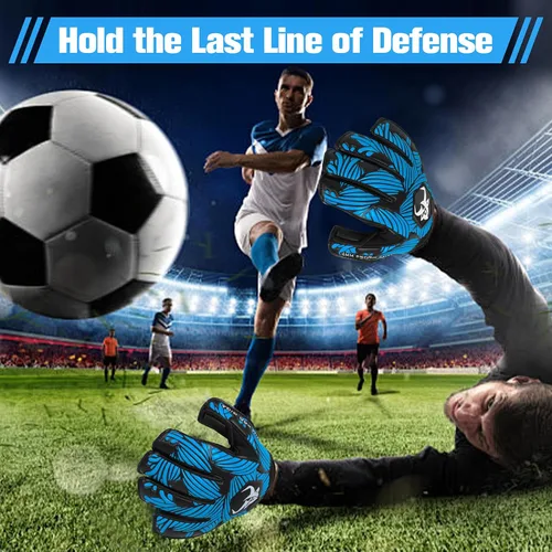 Miniatura 6 de Guantes de portero de fútbol con control y agarre extremadamente fuertes con protección para los dedos, guantes de portero de alto rendimiento, Azul