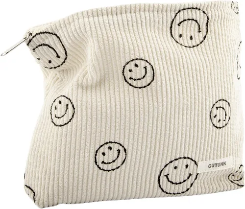 Bolsa de maquillaje para mujeres, bolsa de cosméticos de pana con diseño estético, bolsa de mano para damas, estuche para lápices para niñas, lindo