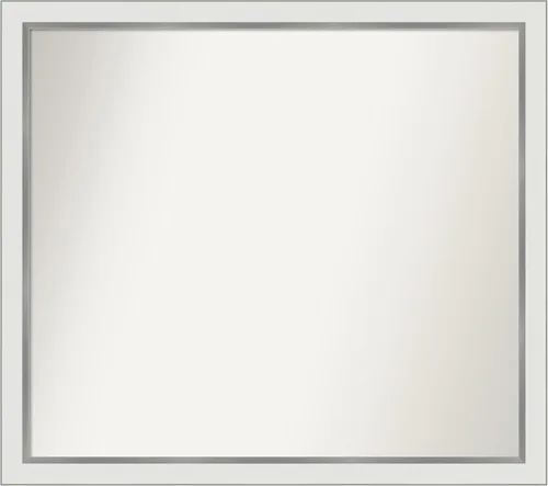Miniatura 554 de Amanti Art Espejo de baño blanco para sobre el fregadero, 30 x 35 pulgadas, espejo de tocador rectangular estrecho de Eva de oro blanco, marco