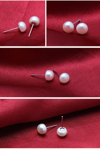 Miniatura 11 de ALYC Pearl Earrings Freshwater Pearl White Button Stud Earrings with 925 Sterling Silver for Women
