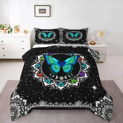 Miniatura 20 de Juego de edredón de cielo estrellado, tamaño King, juego de ropa de cama con estrellas y galaxias para niños y niñas, edredón de plumón del espacio