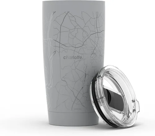 Miniatura 23 de Well Told Vaso de café aislado con diseño grabado de mapa de Atlanta Georgia, taza de acero inoxidable grabada (20 onzas, negro) con diseño de mapa