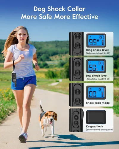 Miniatura 9 de Collar de Entrenamiento para Perros con 7 Modos de Entrenamiento, Collar de Choque Electrónico para Perros con Control Remoto de 1280M, Collar