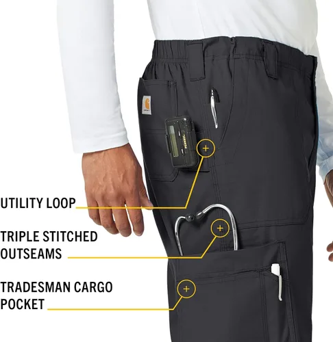 Miniatura 3 de Carhartt - Pantalón de hombre tipo cargo con tela ripstop antidesgarro para personal de la medicina