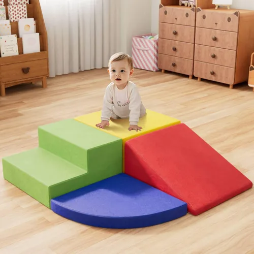 4 piezas de bloques de espuma para escalar para niños pequeños, gimnasio de escalada para bebés con espuma de ultra alta densidad para gatear y