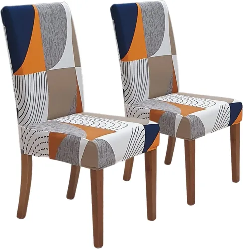 Miniatura 19 de SPRINGRICO Paquete de 6 fundas blancas para sillas de comedor, fundas elásticas para sillas de comedor con diseño floral, de elastano lavable